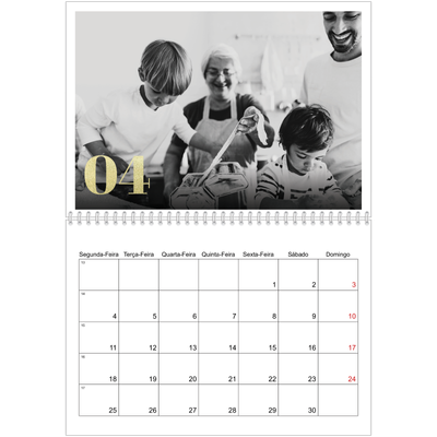Calendário A4 duplo — Números grandes com purpurinas [Abril]