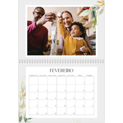 Calendário A4 duplo — Salpicos florais [Fevereiro]