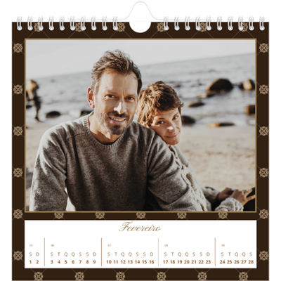 Calendário quadrado — Vintage monocromático [Fevereiro]