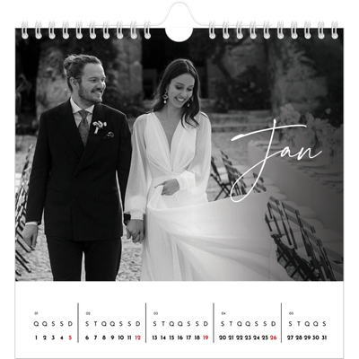 Calendário quadrado — Escrita elegante [Janeiro]
