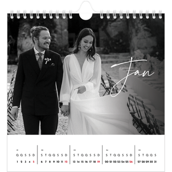 Calendário fotográfico quadrado — Escrita elegante