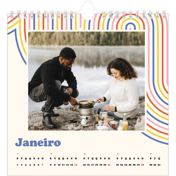 Calendário fotográfico quadrado — Linhas retro