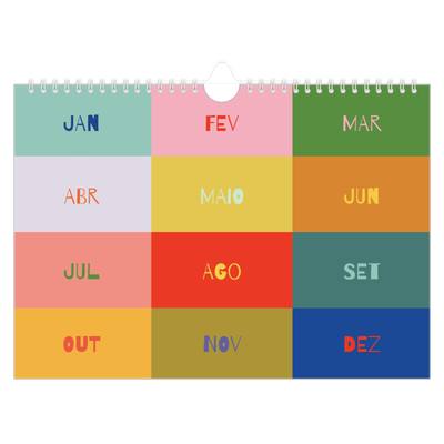 Calendário A4 horizontal — Divertido e colorido [capa]
