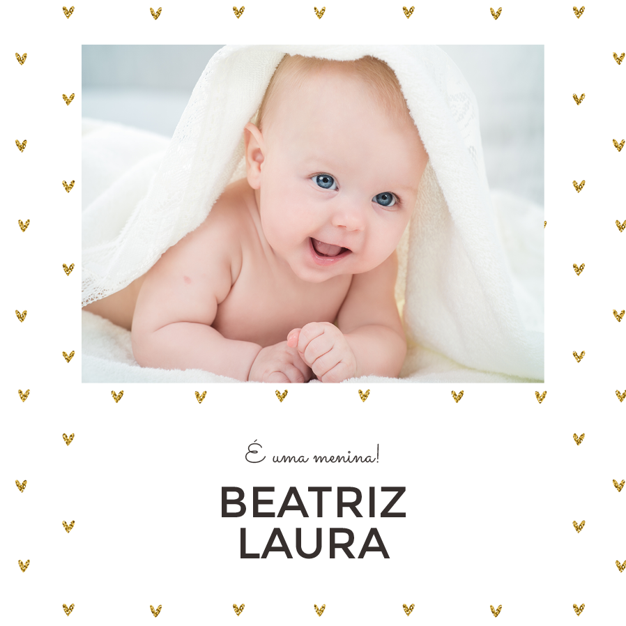 Convites — Corações dourados