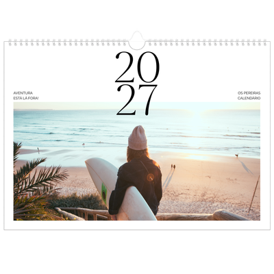 Calendário A3 Horizontal — Pôr do sol surfista [capa]