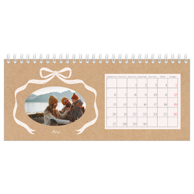 Calendários de mesa — Papel kraft e laço [Abril]
