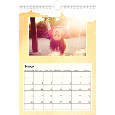 Calendário fotográfico A4 — Fundos de aquarela [Março]