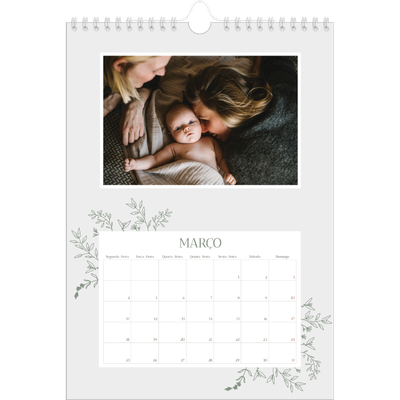 Calendário fotográfico A4 — Flores desenhadas à mão [Março]