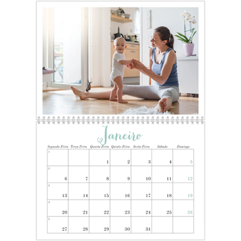 Calendário fotográfico duplo A4 — Olá mundo