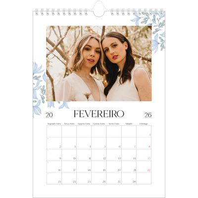 Calendário fotográfico A4 — Floral elegante [Fevereiro]