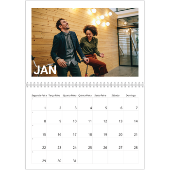 Calendário fotográfico duplo A4 — Mês grande