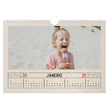 Calendário de Fotografias A4 Paisagem — Efeito de carimbo de artesanato