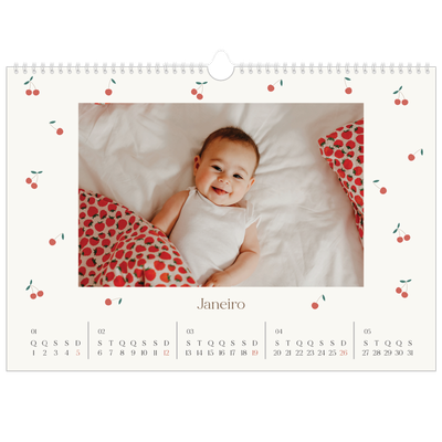 Calendário A3 Horizontal — Felicidade de cereja [Janeiro]