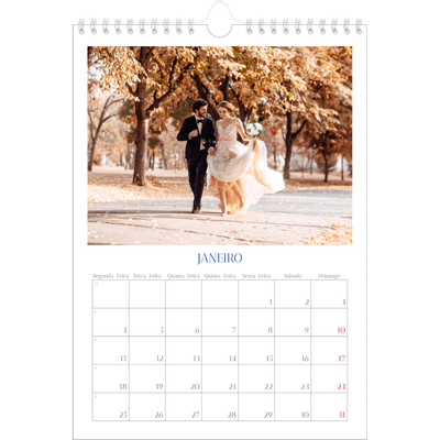Calendário fotográfico A4 — Clássico cobalto [Janeiro]