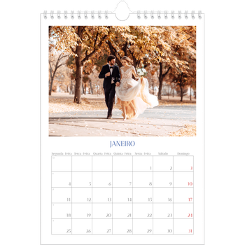 Calendário fotográfico A4 — Clássico cobalto