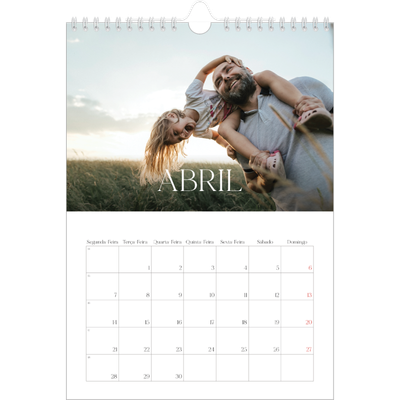 Calendário fotográfico A4 — Doze meses grandes [Abril]
