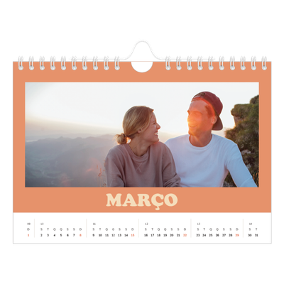 Calendário A5 horizontal — Molduras retro [Março]