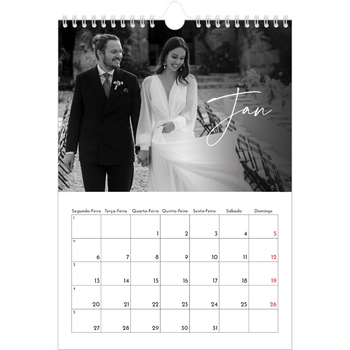 Calendário fotográfico A4 — Escrita elegante