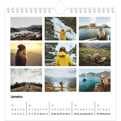 Calendário quadrado — Grelha de imagens [Janeiro]