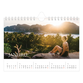 Calendário de Fotografias A5 Paisagem — Serifa simples