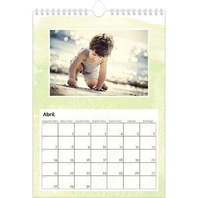 Calendário fotográfico A4 — Fundos de aquarela [Abril]