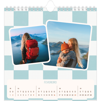 Calendário quadrado — Padrões retro [Fevereiro]