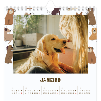 Calendário fotográfico quadrado — Cãozinho brincalhão