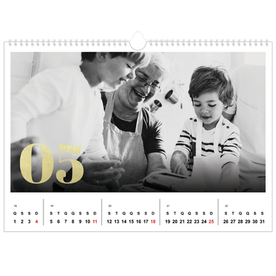 Calendário A3 Horizontal — Números grandes com purpurinas [capa]