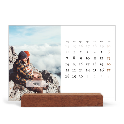 Calendário de mesa com suporte em madeira - horizontal  — Calendário clássico [Abril]