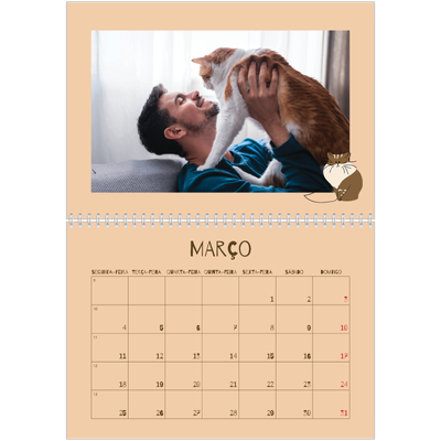 Calendário A4 duplo — Gatinho brincalhão [Março]