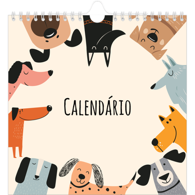 Calendário quadrado — Patas de cão e rabiscos [capa]