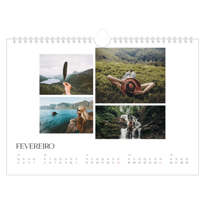 Calendário A4 horizontal — Pôr do sol surfista [Fevereiro]