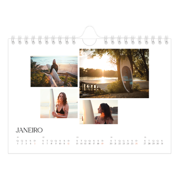 Calendário de Fotografias A5 Paisagem — Pôr do sol surfista