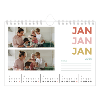 Calendário de Fotografias A5 Paisagem — Tipo de letra colorida
