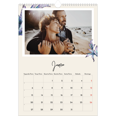 Calendário A3 — Flores pintadas [Janeiro]