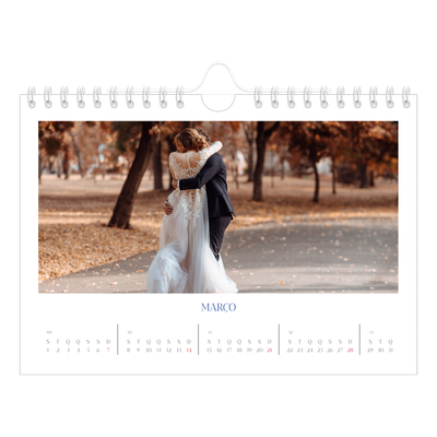 Calendário A5 horizontal — Clássico cobalto [Março]