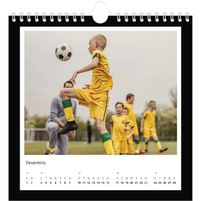 Calendário quadrado — Moldura preta [Fevereiro]