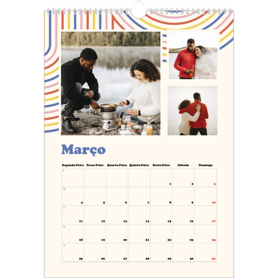 Calendário A3 — Linhas retro [Março]