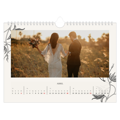 Calendário A4 horizontal — Tinta e hera [Abril]