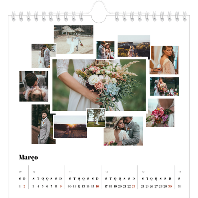 Calendário quadrado — Formas de colagem [Março]