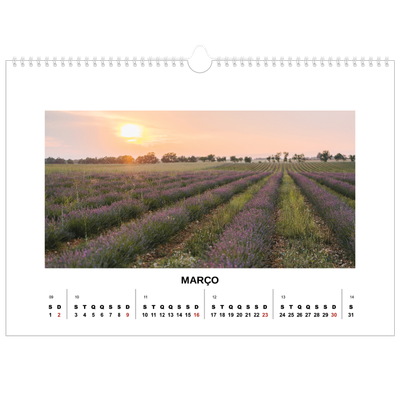Calendário A3 Horizontal — Fotografia simples [Março]