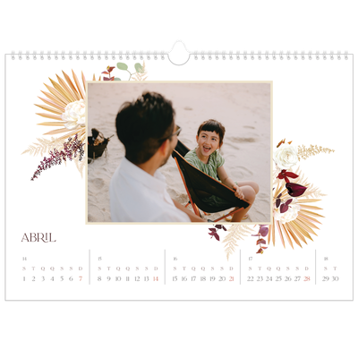 Calendário A3 Horizontal — Boho [Abril]