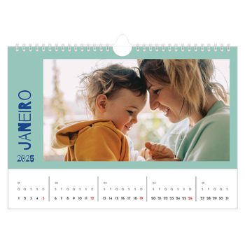 Calendário de Fotografias A4 Paisagem — Divertido e colorido