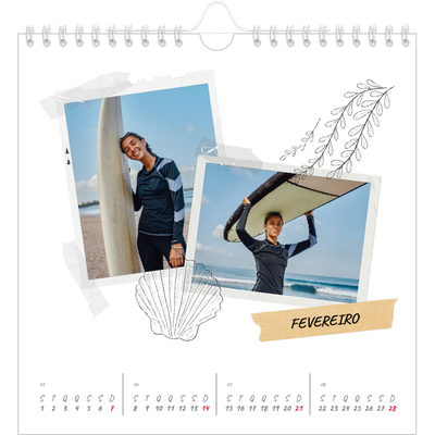 Calendário quadrado — Estilo de álbum de recortes [Fevereiro]