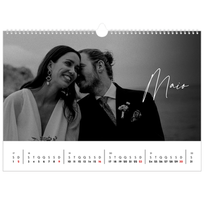 Calendário A3 Horizontal — Escrita elegante [Maio]