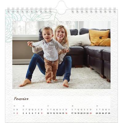 Calendário quadrado — Embrulho floral [Fevereiro]