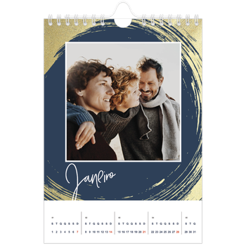 Calendário A5 — Fundos com pincel dourado