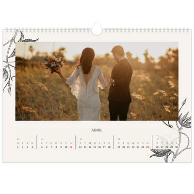 Calendário A3 Horizontal — Tinta e hera [Abril]