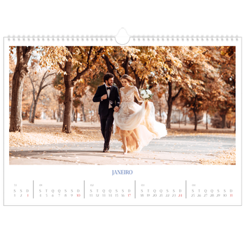 Calendário fotográfico horizontal A3 — Clássico cobalto