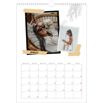 Calendário A3 — Estilo de álbum de recortes [Março]